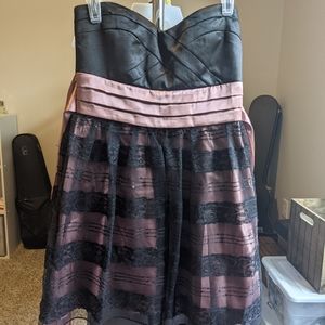 Trixxi Strapless Black and Pink Lace Dress SALE